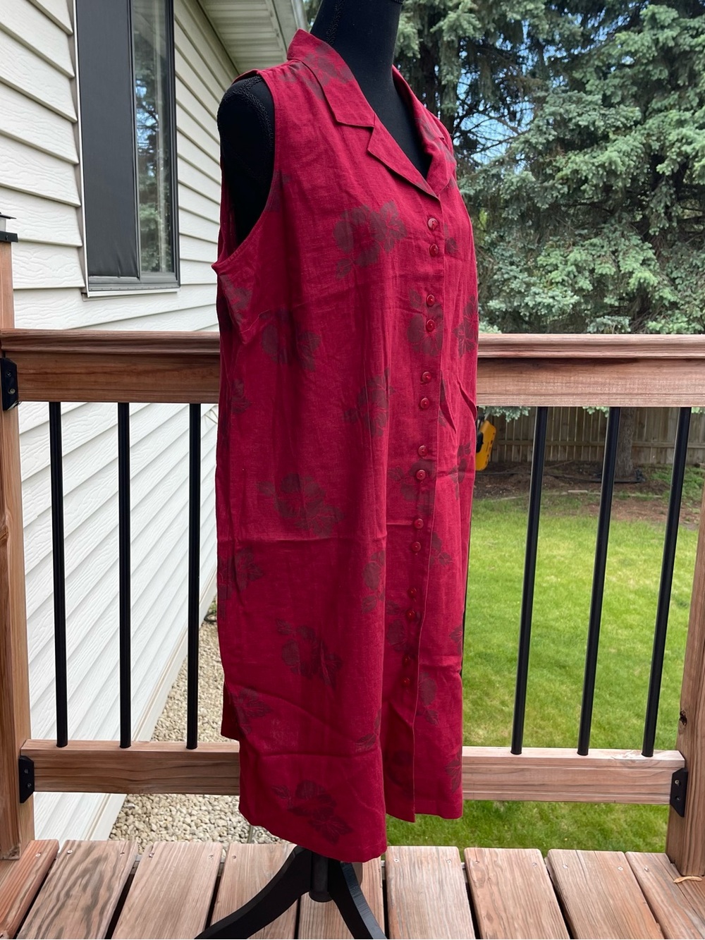 Vtg 90s White Stag Linen Blend Floral Cottagecore Midi Dress Plus Size 18w Nwt — image 3 of 8